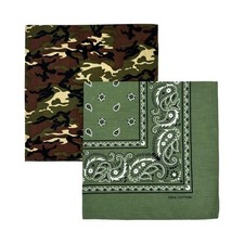 Bandana Single Pack Double Pack Cotton for Men and Women 22 InchCamoOlive