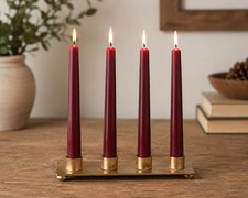 VTG 8" Burgundy Dinner Taper Candle Candle-Lite Made in USA Unscented