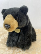 Aurora Miyoni Black Bear Cub Plush Stuffed Animal Seated Fluffy Soft 8 Inch
