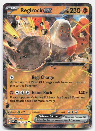 Regirock ex 107/217 ME: Ascended Heroes Holofoil NM Pokemon TCG