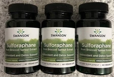 Swanson Sulforaphane Supplement- Broccoli Sprout Extract 400 mcg 3X60 Veg Caps