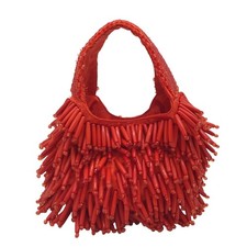 Unbranded Red Beaded Fringe Handbag