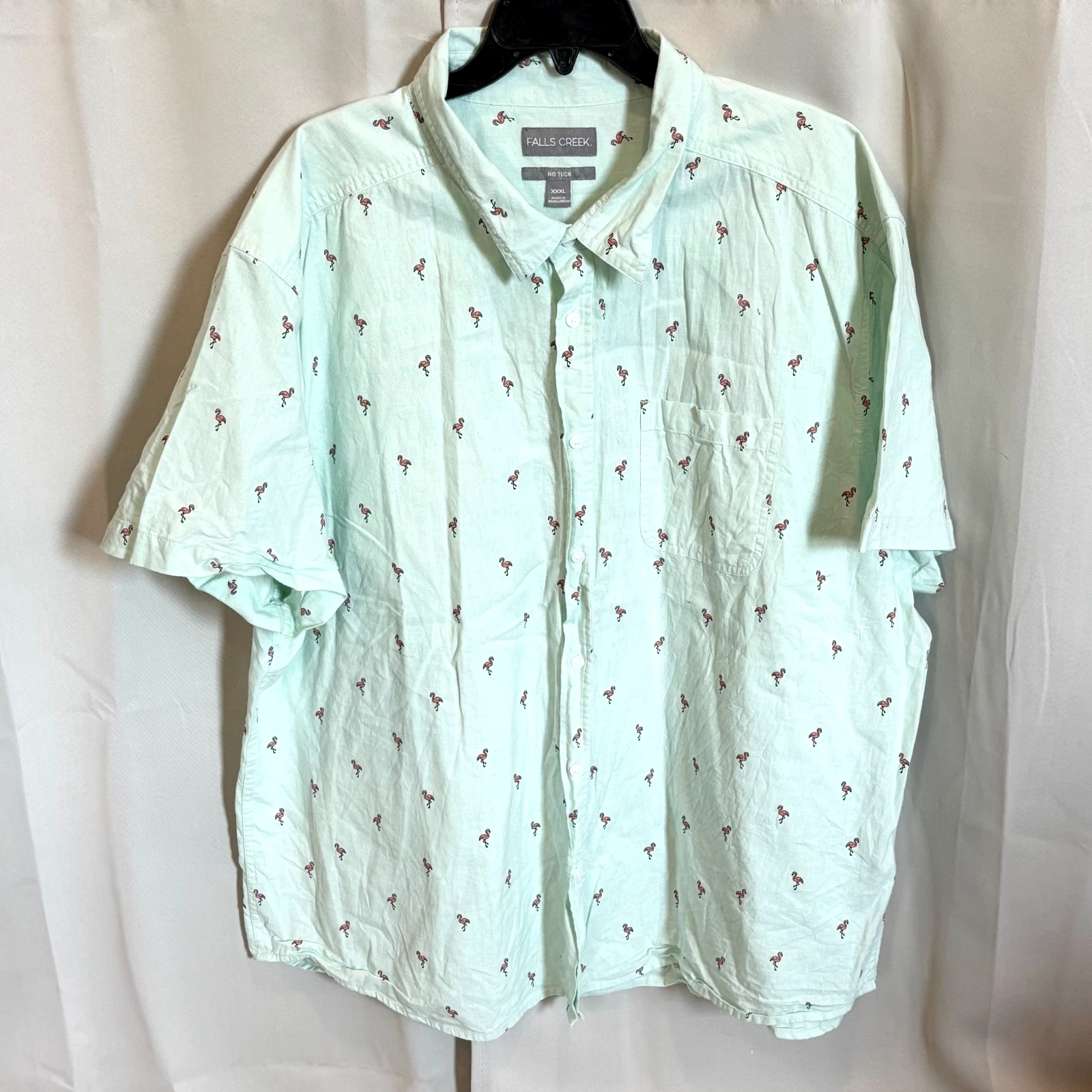 Falls Creek Mens Shirt Size 3XL Linen Blend Button Up Flamingo Vacation 18728