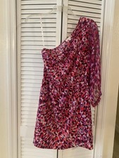 Guess Women's Pink colorful One-Shoulder Dress Artsy Feminine Club Sz Small