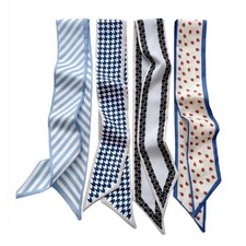 QTMY 4 Pack Purse Scarf for Bags Silk Head Standard, Blue,black,white