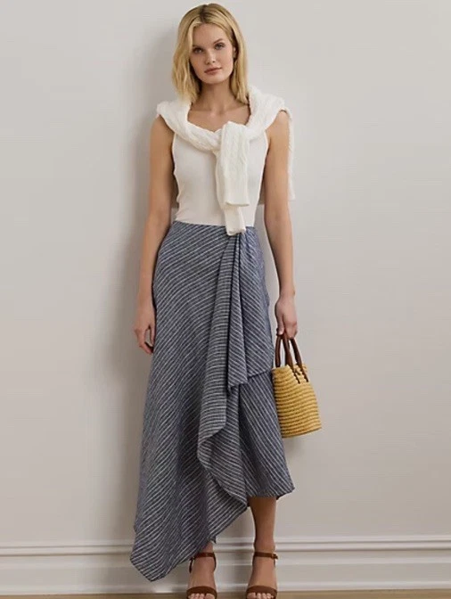 $225 Lauren Ralph Lauren Women's Striped Linen A-Line Midi Skirt Linen Size 10
Opens in a new window