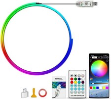 43.3" USB Car Interior LED Strip, RGB Neon Fiber Optic Ambient Light Kit with AP