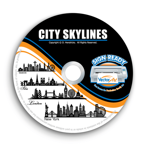 CITY SKYLINES-CITYSCAPE CLIPART-VECTOR CLIP ART-VINYL CUTTER PLOTTER-GRAPHICS CD - Picture 1 of 8