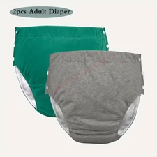 2Pack Reusable Cloth Diapers for Adults Leakproof Breathable Cotton Fabric L XL