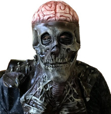 Halloween Latex Adult SKELETON MASK w/ Brains Showing