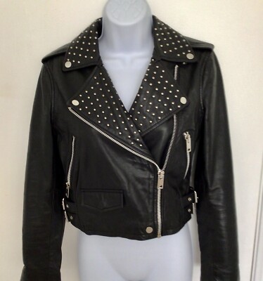 Walter baker Studded Moto leather 100% Black size XS
