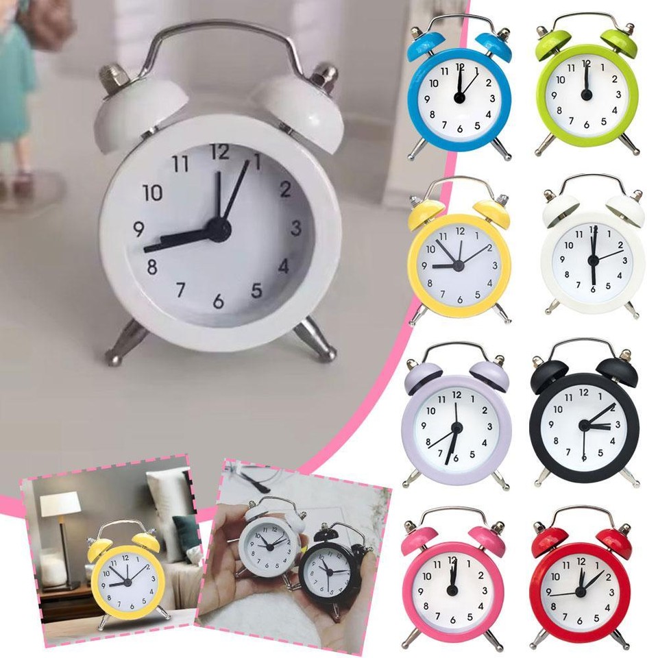 Mini Metal Twin Bell Alarm Clock Loud Clocks Vintage Bedside Analogue