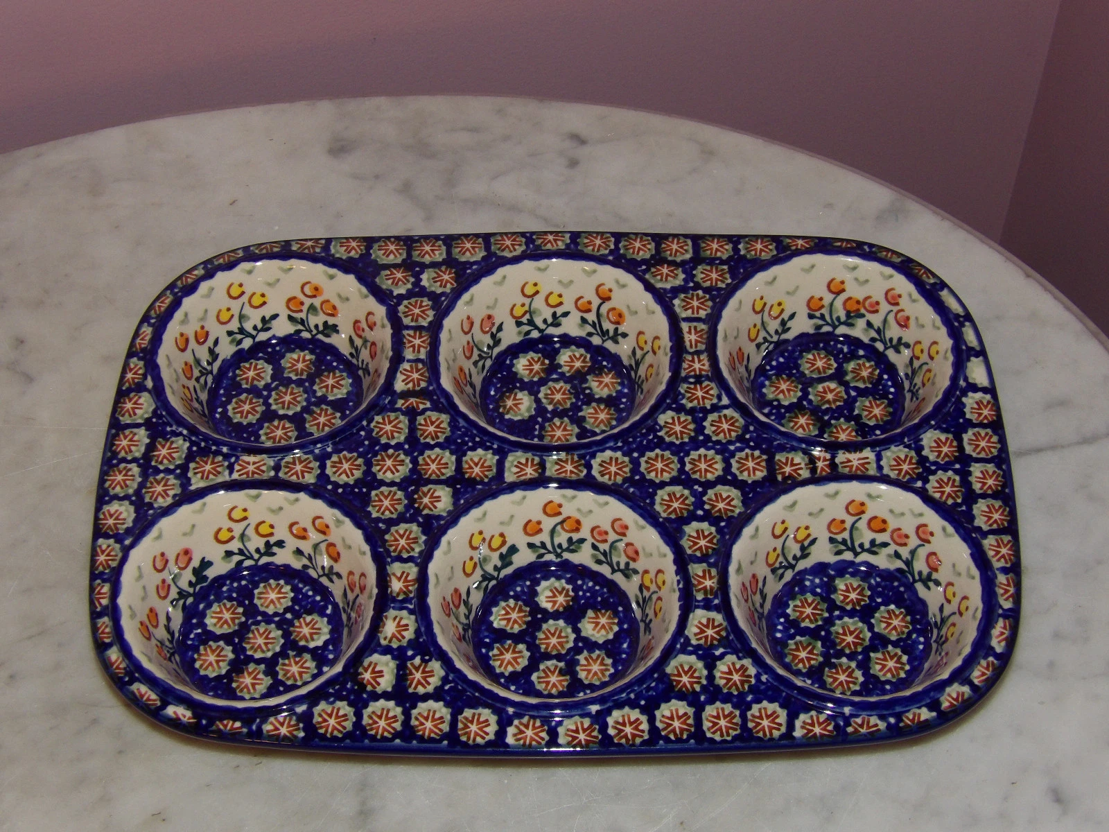 Polish Pottery Muffin Pan! UNIKAT Signature Lucy Pattern!
Opens in a new window or tab