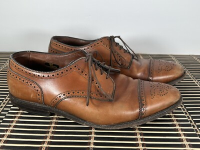 Allen Edmonds Sanford Walnut Brogue Cap Toe Leather Derby Dress Shoes Size 