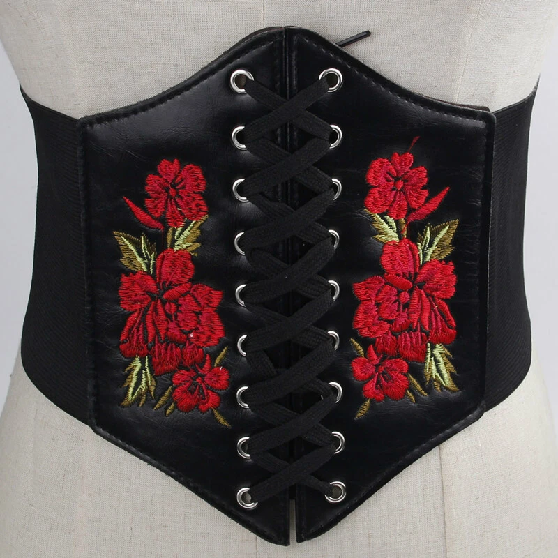Donna Elastico Cintura Corsetto Largo Vita Elasticizzata Fascia Vintage Fibbia - Immagine 2 di 4