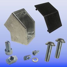 Winkel 45° Verbinder für Aluprofil 30 Nut 8 mit Bef. u. Abdeckkappe Bosch Raster