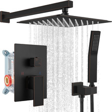 Oil Rubbed Bronze Rainfall Shower System with 12" Head Brass Mixer Valve