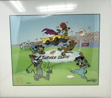 Rare Turner Sports Animation Cel by Hanna-Barbera of Cartoon Dogs 