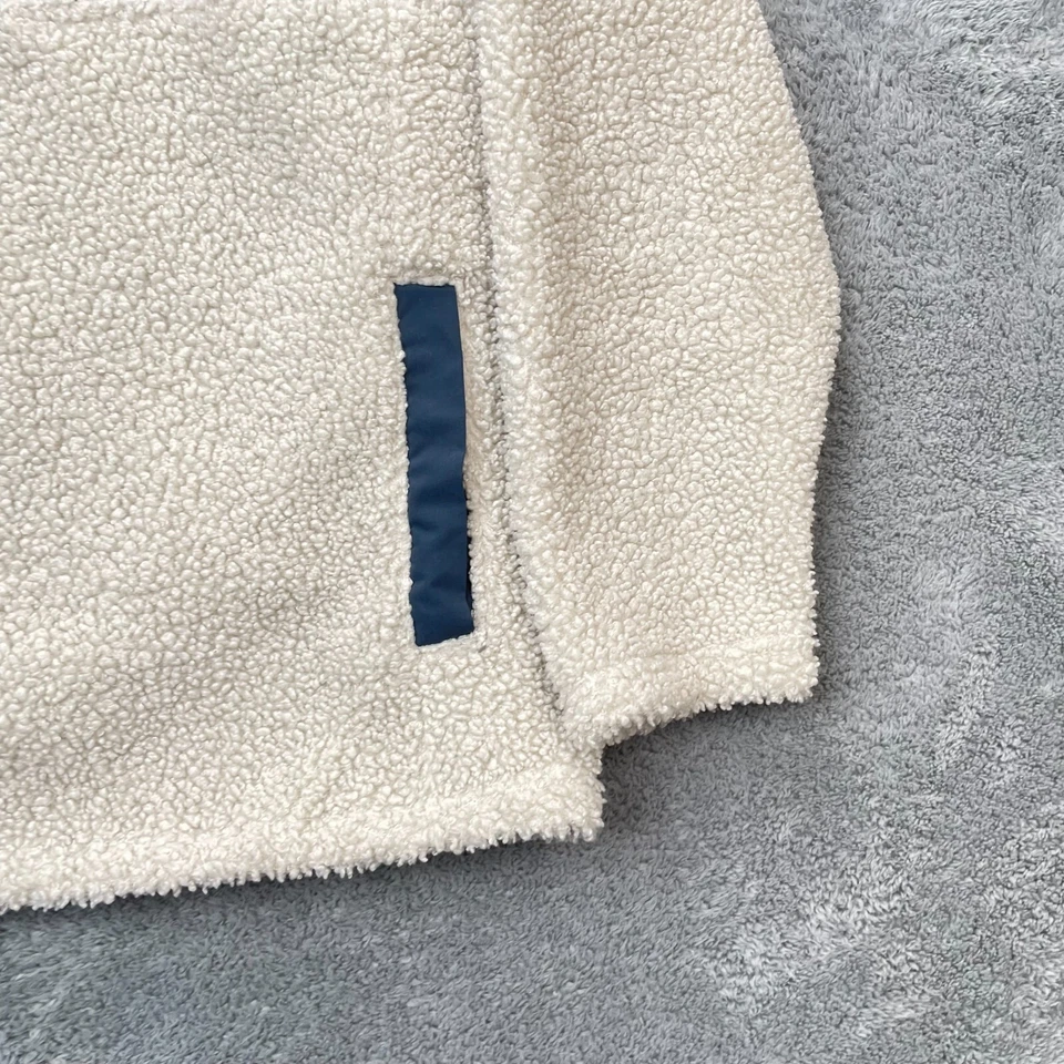 Толстовка с капюшоном мужская большая белая синяя шерпа анорак флис с длинным рукавом на молнии - Изображение 2 из 4