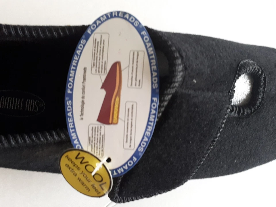 Nuevas Zapatillas Hombre Foamtreads KENDALE Lana Negra con Cierre de Correa Foto 4 de 4