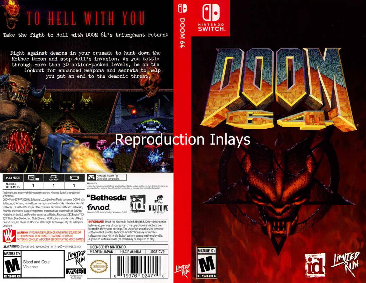 Doom 64 Nintendo Switch Limited Run Games in H for sale