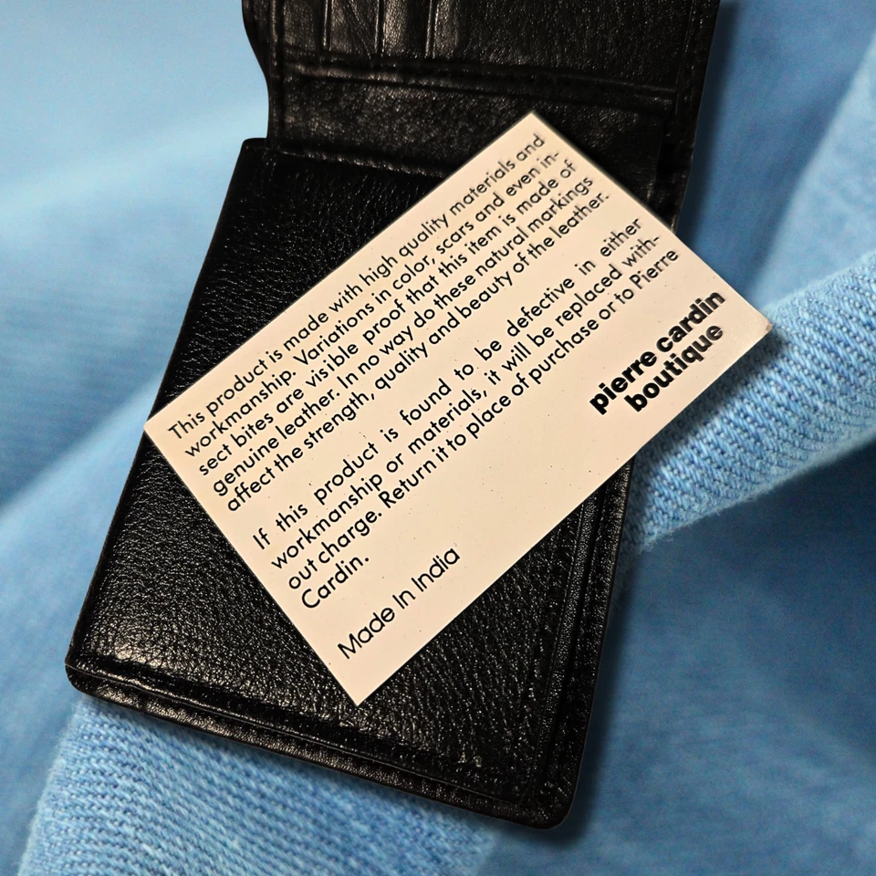 Pierre Cardin Boutique Black Leather Passcase Bi-fold Wallet Made in India - Image 4 of 4