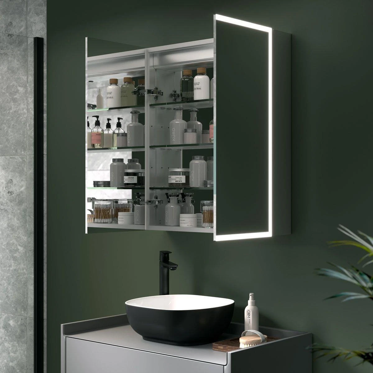 Led illuminated bathroom mirror cabinet deals
