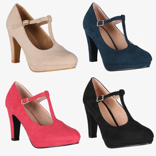 Zapatos Tacón Ancho Mujer Oferta Fiesta Salón Elegante Boda Plataforma  Cómodos | eBay
