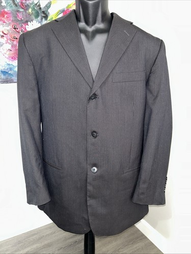 Pierre Cardin 44R Black On Black Striped Wool Suit Pants 38 - Picture 2 of 11