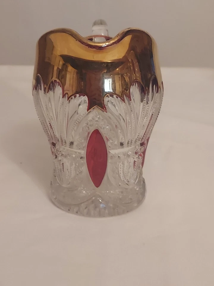 Antique EAPG Heisey RUBY STAINED Gold Flashed PRINCE WALES Pattern Glass CREAMER - Image 3 of 4