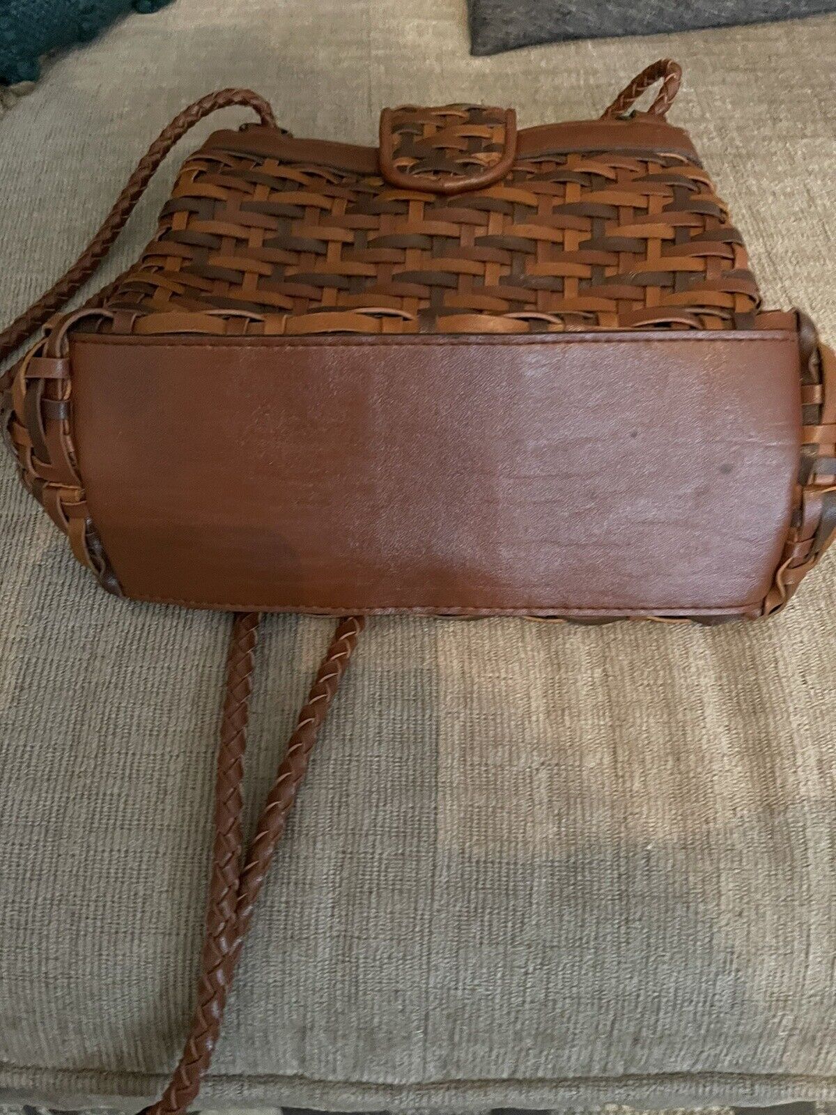 Bags By Marlo 80s Vintage Brown Woven Handbag Bra… - image 6