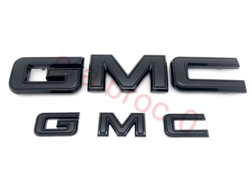 NEW 2021-2024 GMC Yukon Yukon XL GM Front & Rear All Black Emblem Kit 84729912 - Picture 1 of 6