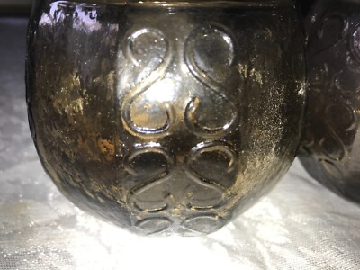 RARE Vintage ROLY POLY Panel S Textured SMOKE BROWN 14oz Tumbler ROCKS GLASS 3¼''