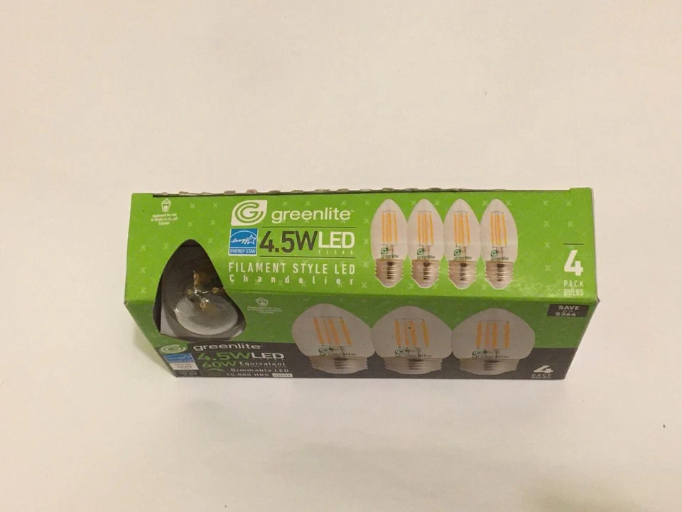 Greenlite 4.5W LED 60W Equivalent Chandelier Bulb Soft White dimmable LED 4-PACK - Image 3 of 3