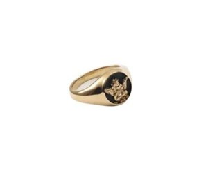 Authentic 18k Gold Plated 304 With Black Epoxy Angel Ring Size 7