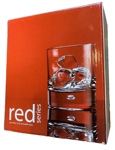 Red Series Bubble 10 oz Set of 4 in Box Home Essentials Rocks Glasses