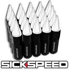 Sickspeed 20 Pc Blackwhite Spiked Aluminum 60mm Lug Nuts 12x1.5 L07