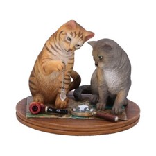 Purrlock Holmes (LP) 10.5cm By Lisa Parker Hand Painted Cats Figurine. Great.