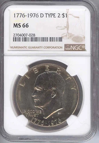 1776-1976 D Eisenhower Dollar $1 Type 2 NGC MS 66