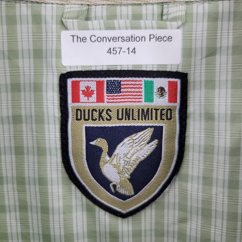 Ducks Unlimited Shirt Mens Large Green Plaid Nylon Outdoor Short Sleeve - Picture 8 of 8