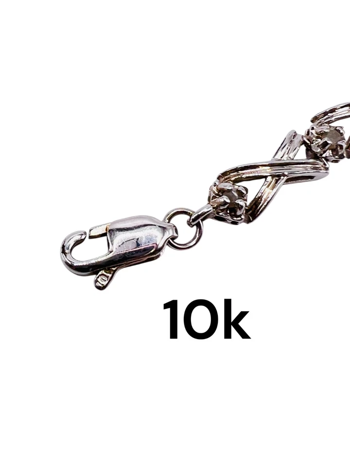 Brazalete Tenis Mujer XOXO Diamante Natural Oro Blanco 10k 7" LA2035 Foto 4 de 4