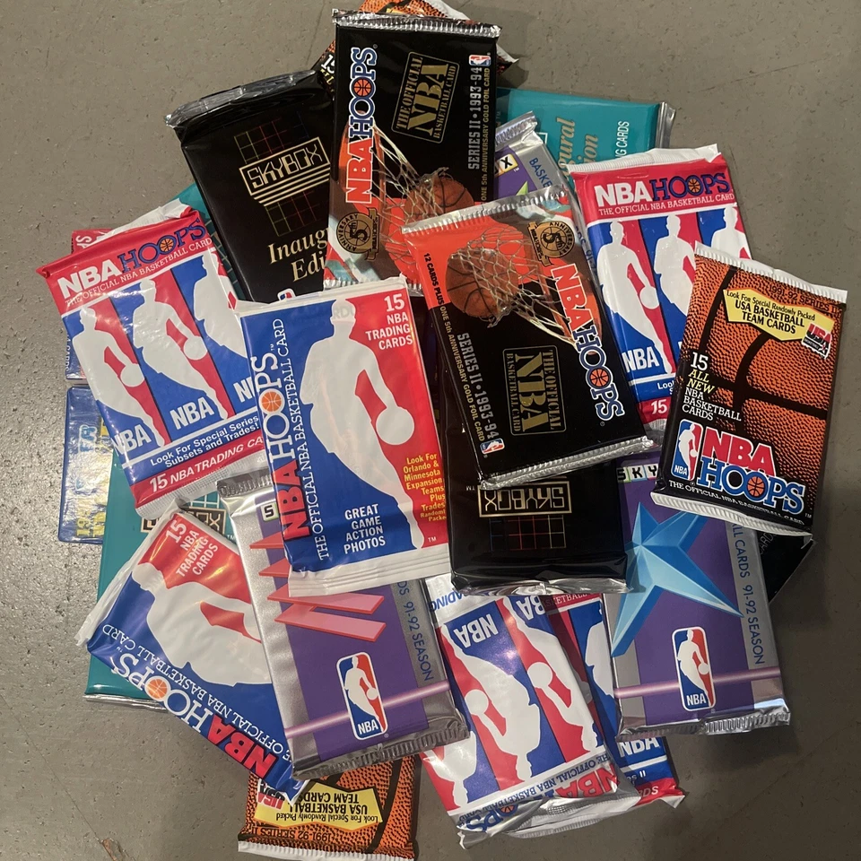 Huge Lot of 55 Unopened Old Vintage NBA Basketball Cards in NEW Sealed Packs - Image 3 of 4