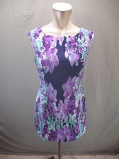 ADRIANNA PAPELL Size 4 Womens Floral Back Zip Sleeveless Short Bodycon Dress 226