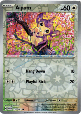 NM Pokemon Twilight Masquerade Aipom Reverse Holo 137