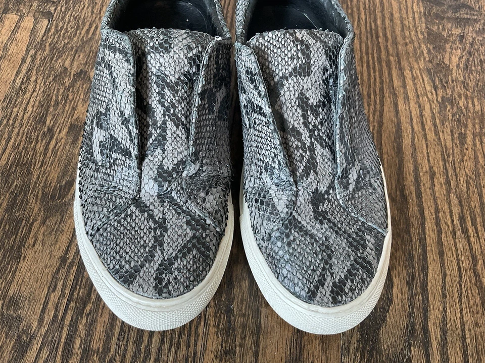 J Slides NYC Slip On Snake Print Sneakers Gray/Black Women's US Size 7M - Image 2 of 4