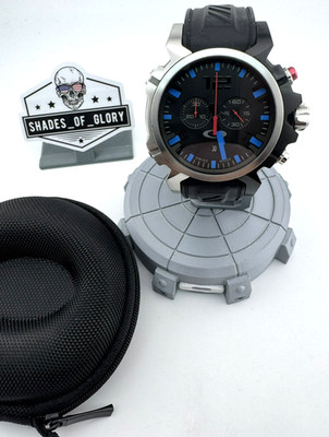 OAKLEY DOUBLE TAP STAINLESS STEEL WATCH BLUE DIAL W/ RUBBER STRAP OW0006-03 RARE