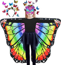 Double-Sided Fairy Butterfly-Wings Costume for Girls Kids Dress-Up Clothes Headb