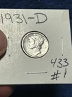1931-D Mercury Head Silver Dime XF, Beautiful Coin!