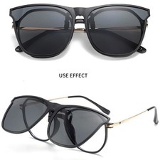 Polarised Clip On Sunglasses Men UV400 Anti Glare Driving Car Square Vintage
