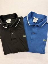 Lacoste Sport Men's Black  Blue Polo Shirt M 100 Cotton Collared Short Sleeve